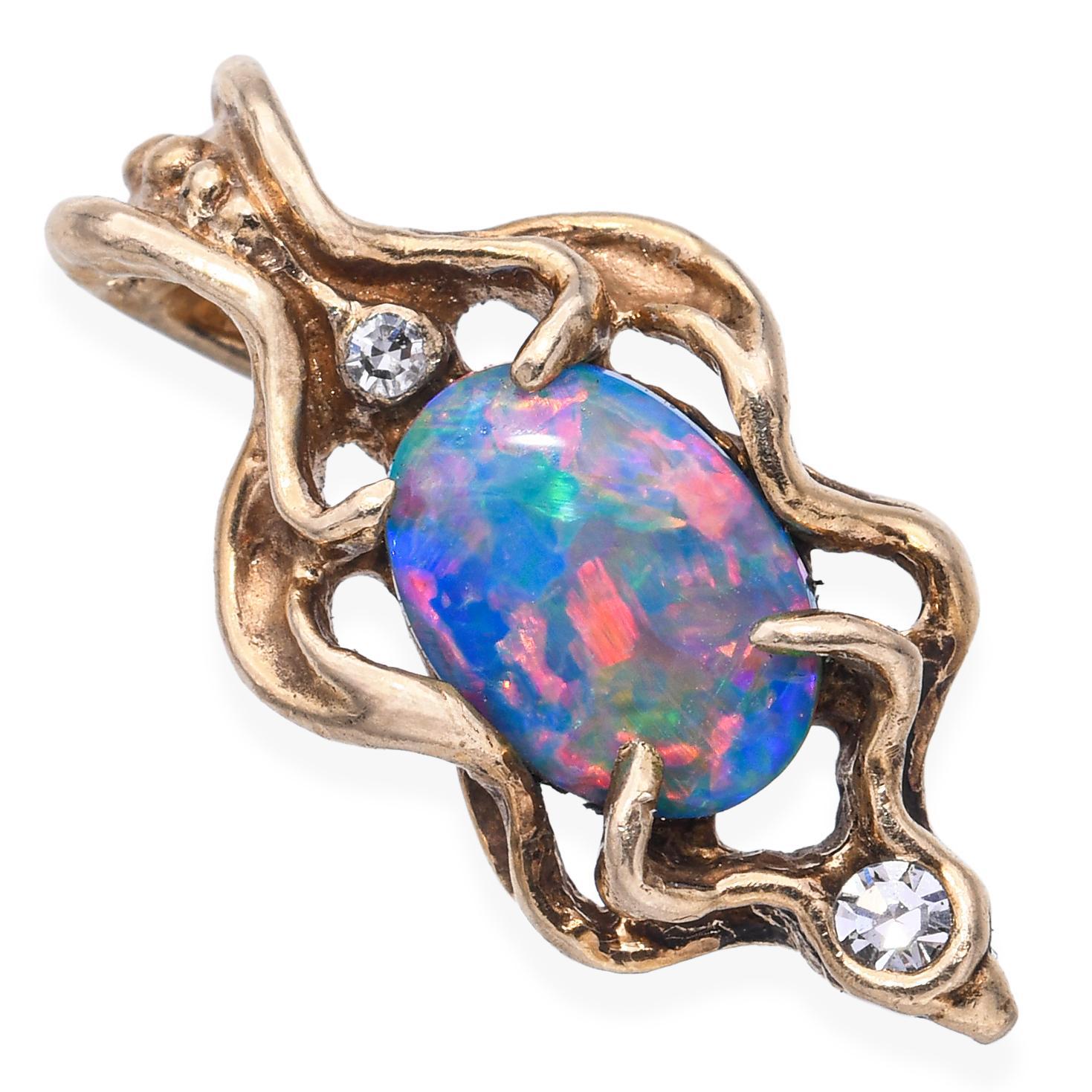 Weight: 1.4 Grams
Stone: Black Opal 0.25ct
Measurements: 17.7 x 9 x 4.2mm
Metal: 14k Yellow Gold
Notes: Crystal Opal of the finest caliber. Stones like this are Rarely seen on the market.

Item #: BR-1562-040125-12