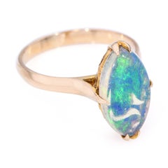 Anillo vintage de ópalo de cristal de oro amarillo de 14k
