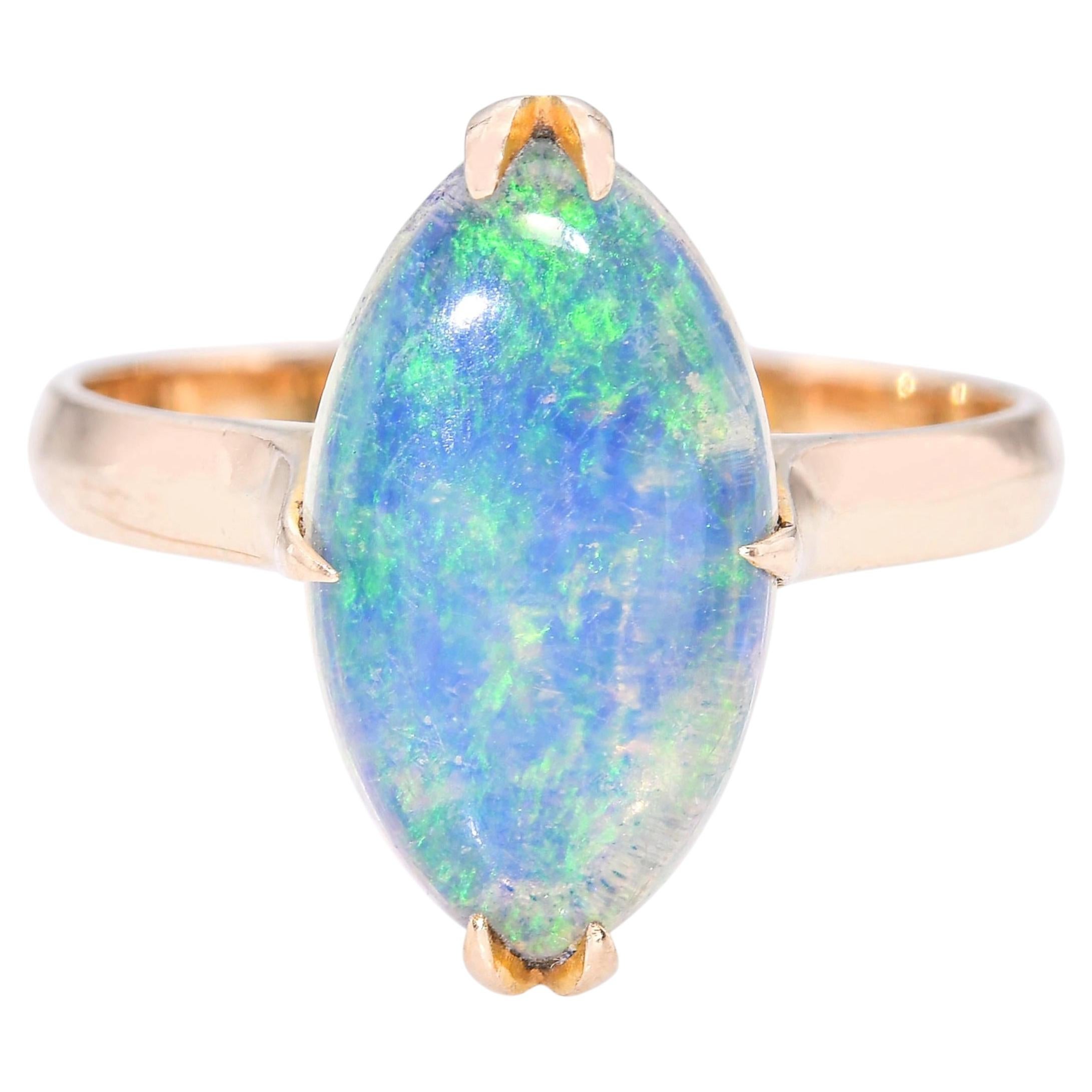 Vintage 14k Gelbgold Kristall Opal Ring