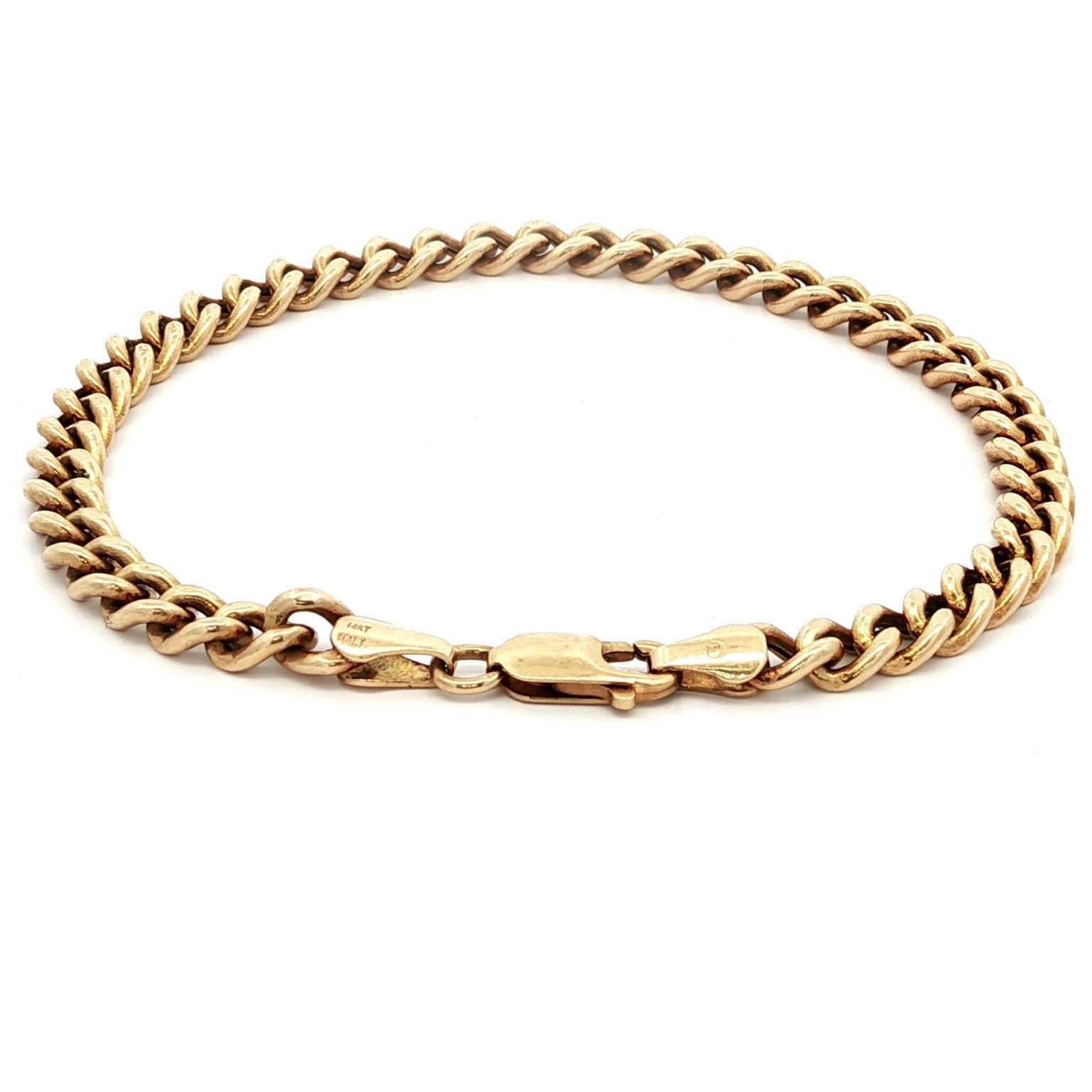 Bracciale d'epoca in oro giallo 14k Curban Cuban Link Chain Unisex In condizioni ottime in vendita a Montclair, NJ