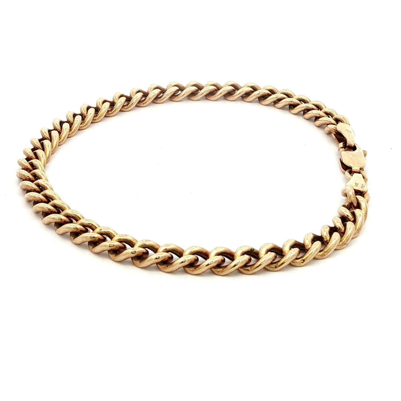 Bracciale d'epoca in oro giallo 14k Curban Cuban Link Chain Unisex in vendita 1