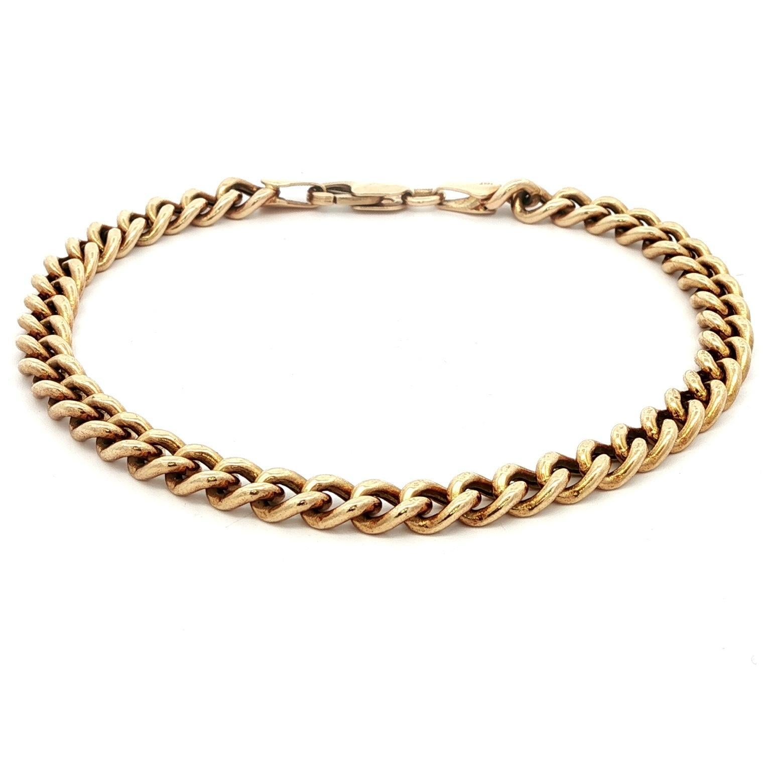 Bracciale d'epoca in oro giallo 14k Curban Cuban Link Chain Unisex in vendita 2