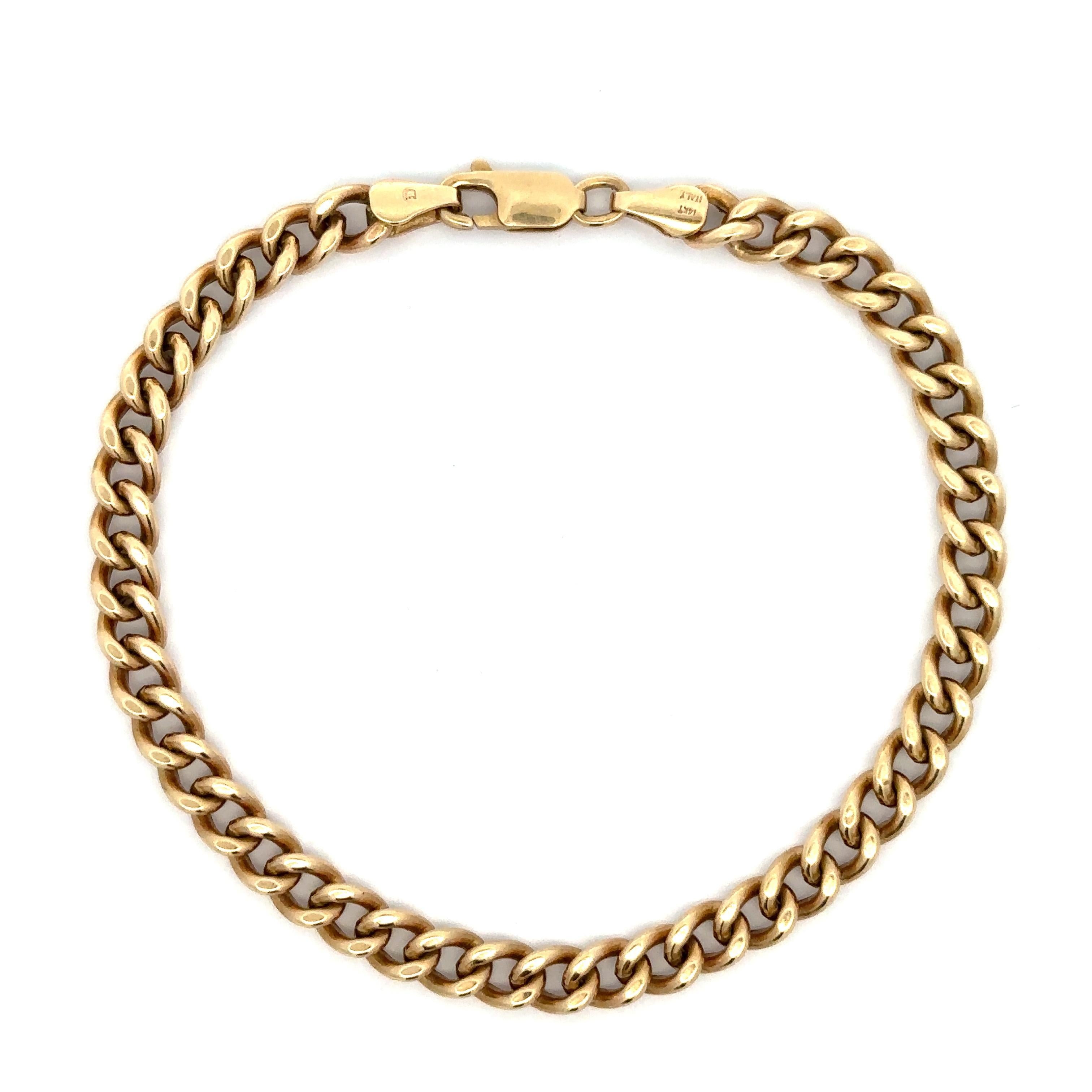 Bracciale d'epoca in oro giallo 14k Curban Cuban Link Chain Unisex in vendita 4