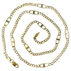 Vintage 14K Yellow Gold Curb Links Chain with Stations