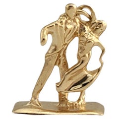 Vintage 14K Yellow Gold Dancing Couple Charm