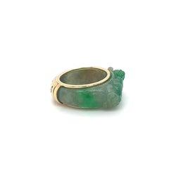 Vintage 14k Yellow Gold Detachable Carved Jadeite Jade Ring
