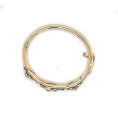 Vintage 14K Yellow Gold Diamond Accented Retro Bangle