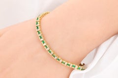 Vintage 14k Yellow Gold Diamond and Emerald Bracelet