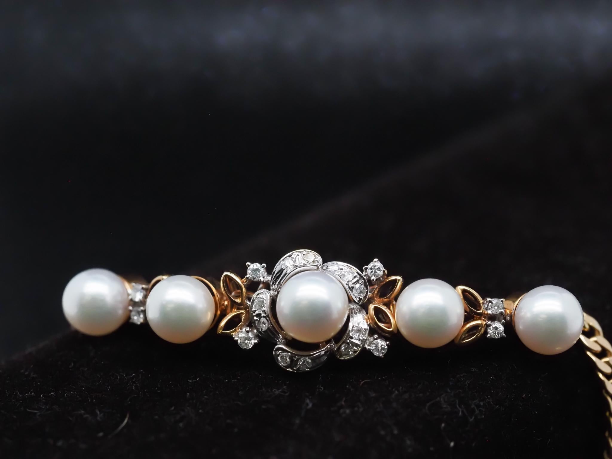 Year: 1960s
Item Details:
Metal Type: 14K Yellow Gold [Hallmarked, and Tested]
Weight: 10.2 grams (All Items Total)
Diamond Details: Natural, .30ct total weight, round brilliant diamonds, F Color, VS Clarity
Bracelet Length Measurement: 6.25 Inches