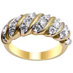 Vintage 14 Karat Yellow Gold and Diamond Band Ladies Ring