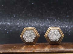 Vintage 14K Yellow Gold Diamond Cluster Earrings - VHK#852a