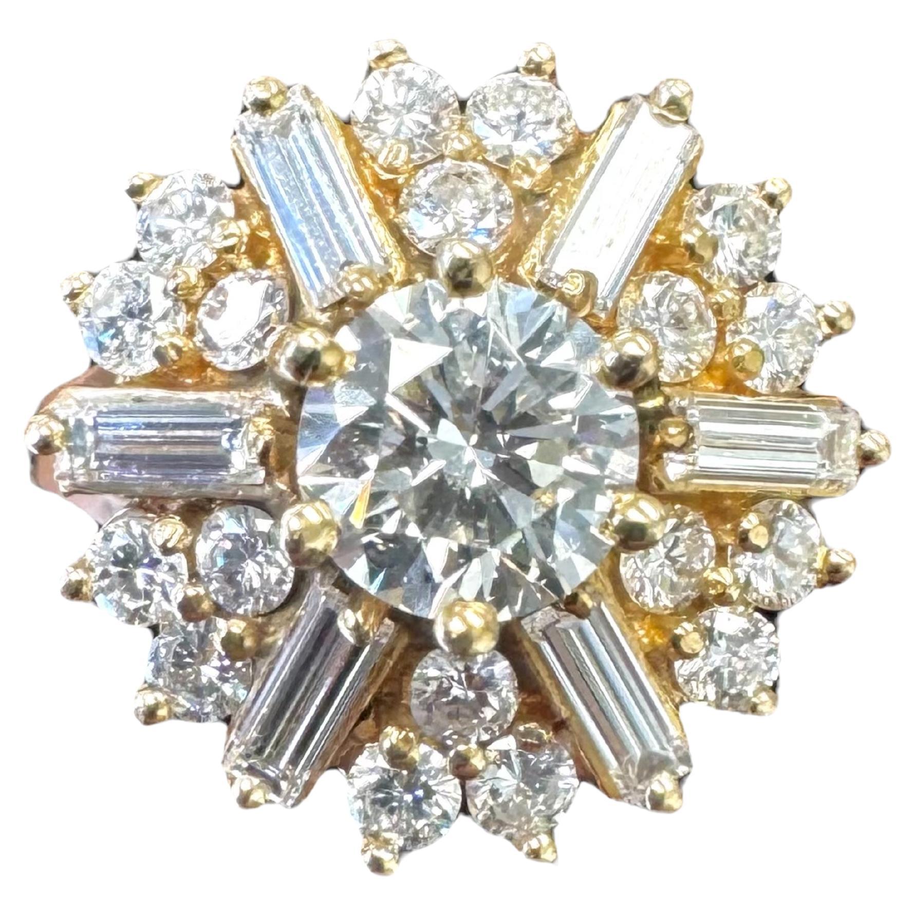 Anillo de diamantes de oro amarillo de 14 quilates