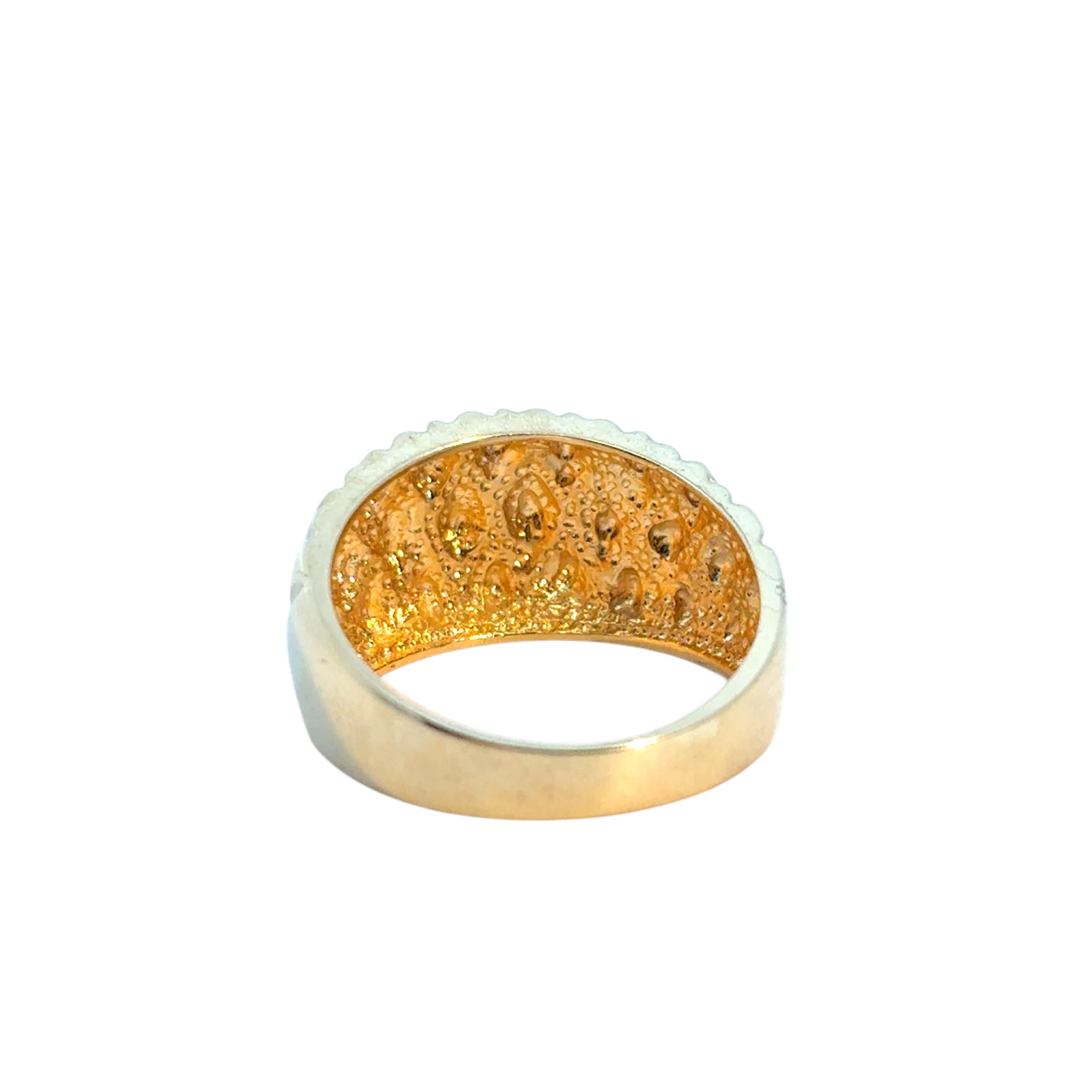 Vintage 14k Yellow Gold Diamond Cut Pattern Dome Ring For Sale 5