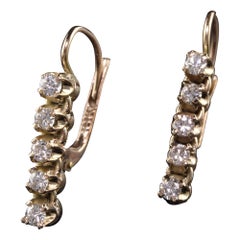 Vintage 14k Yellow Gold Diamond Drop Earrings