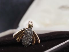 Vintage 14K Yellow Gold Diamond Fly Bug Brooch - VHK#783a