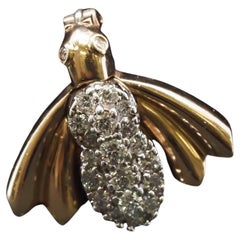 Vintage 14K Yellow Gold Diamond Fly Bug Brooch - VHK#783a