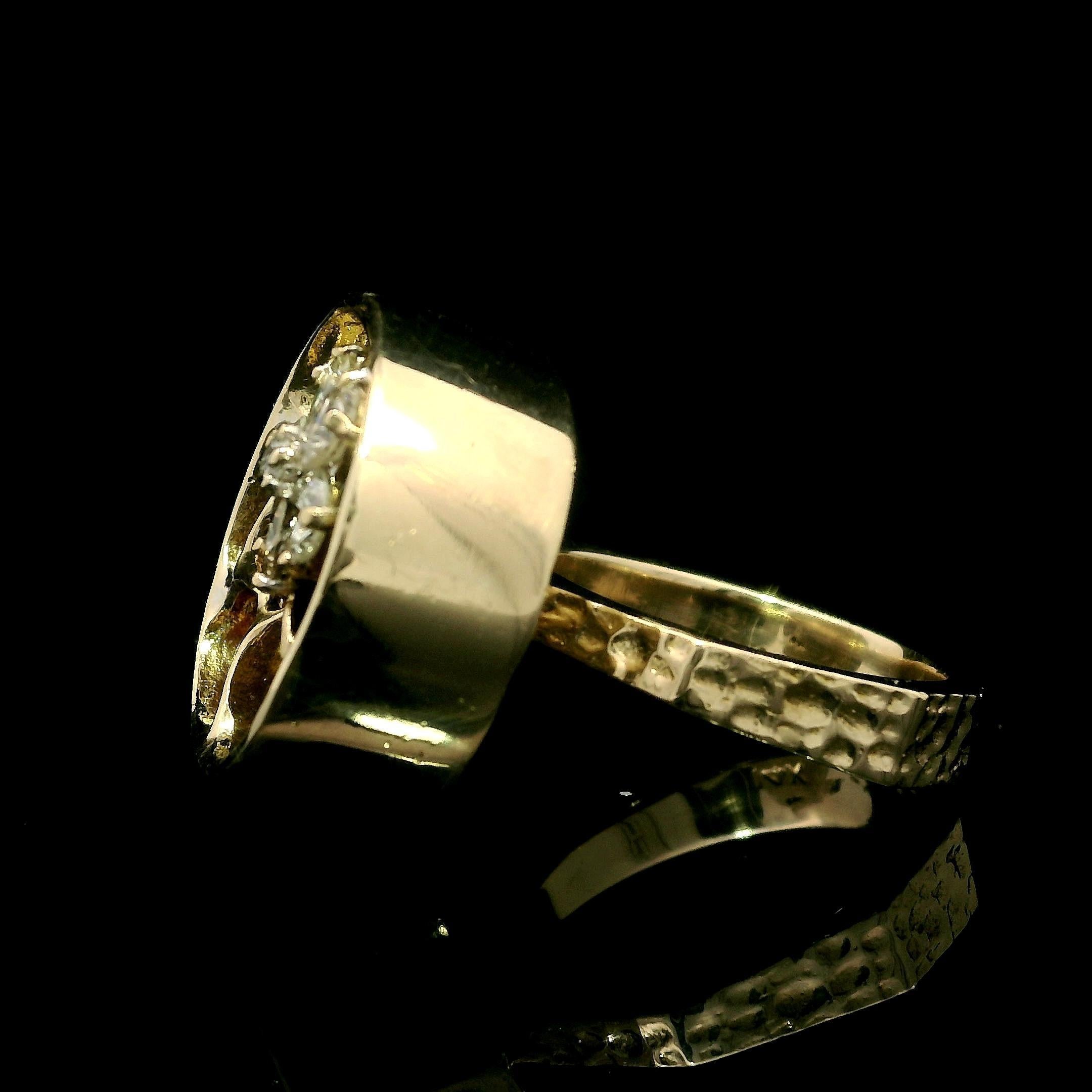 Vintage 14k Yellow Gold Diamond Honey Comb Flower Chunky Heavy Cocktail Ring For Sale 2