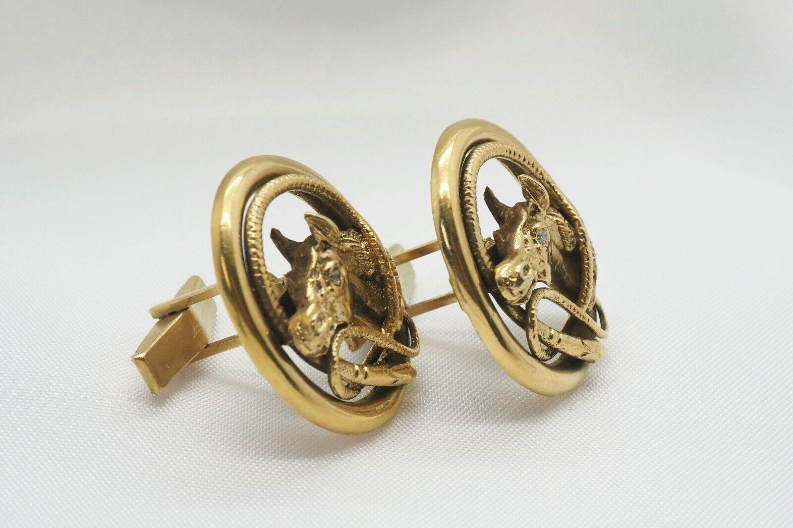 Boutons De Manchette En Or Jaune 14 Carats Avec Diamants – Certifiés GAL – Cadeau Chic Pour Homme