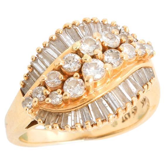 Vintage 14k Yellow Gold & Diamond Ring For Sale
