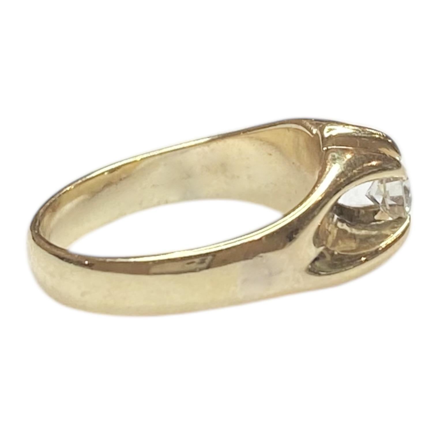 Anillo Solitario de Diamantes Vintage de Oro Amarillo de 14K Corte europeo antiguo en venta
