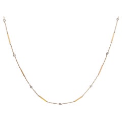 Vintage 14k Yellow Gold Diamond Station Necklace
