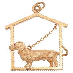 Vintage 14k Yellow Gold Dog House Pendant
