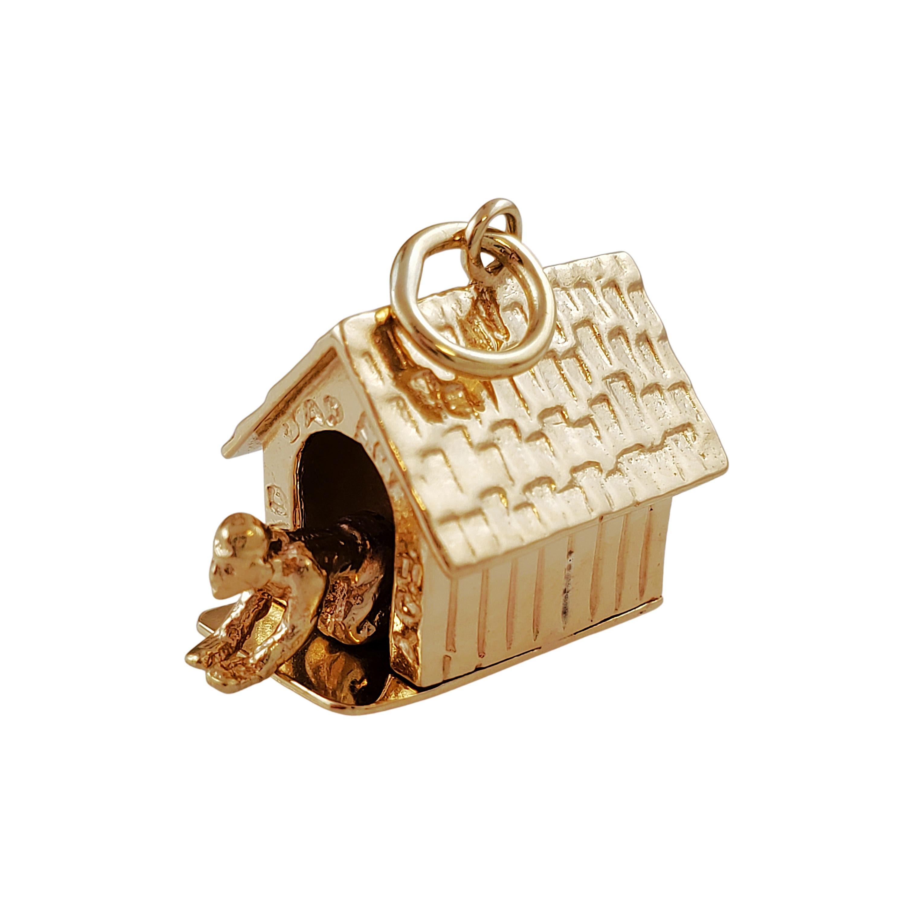 Vintage 14K Yellow Gold Dog in the Doghouse Charm 1