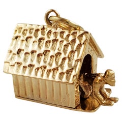 Vintage 14K Yellow Gold Dog in the Doghouse Charm