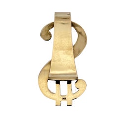 Vintage 14K Yellow Gold Dollar Sign Money Clip