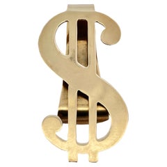 Vintage 14K Yellow Gold Dollar Sign Money Clip