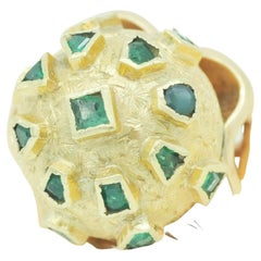 Vintage 14k Yellow Gold Domed Emerald Ring