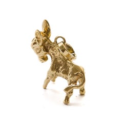 Vintage 14K Yellow Gold Donkey Charm Pendant Necklace