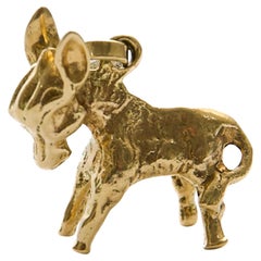 Vintage 14K Yellow Gold Donkey Charm Pendant Necklace