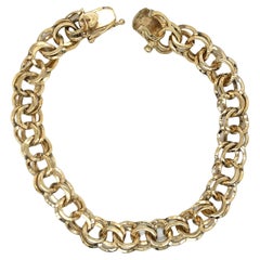 Retro 14k Yellow Gold Double Link Charm Bracelet