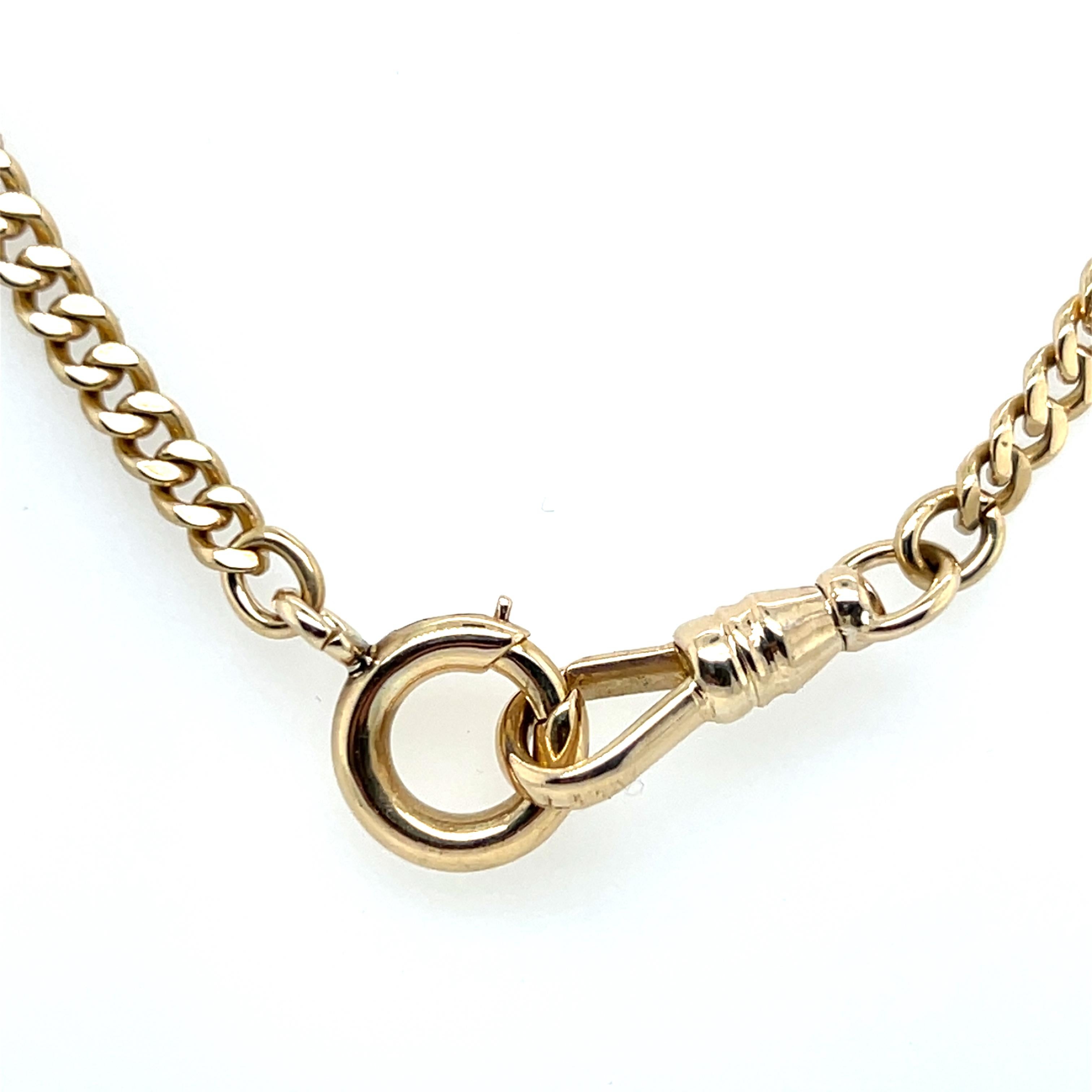 Vintage 14k Yellow Gold Double Pocket Watch Chain For Sale 11