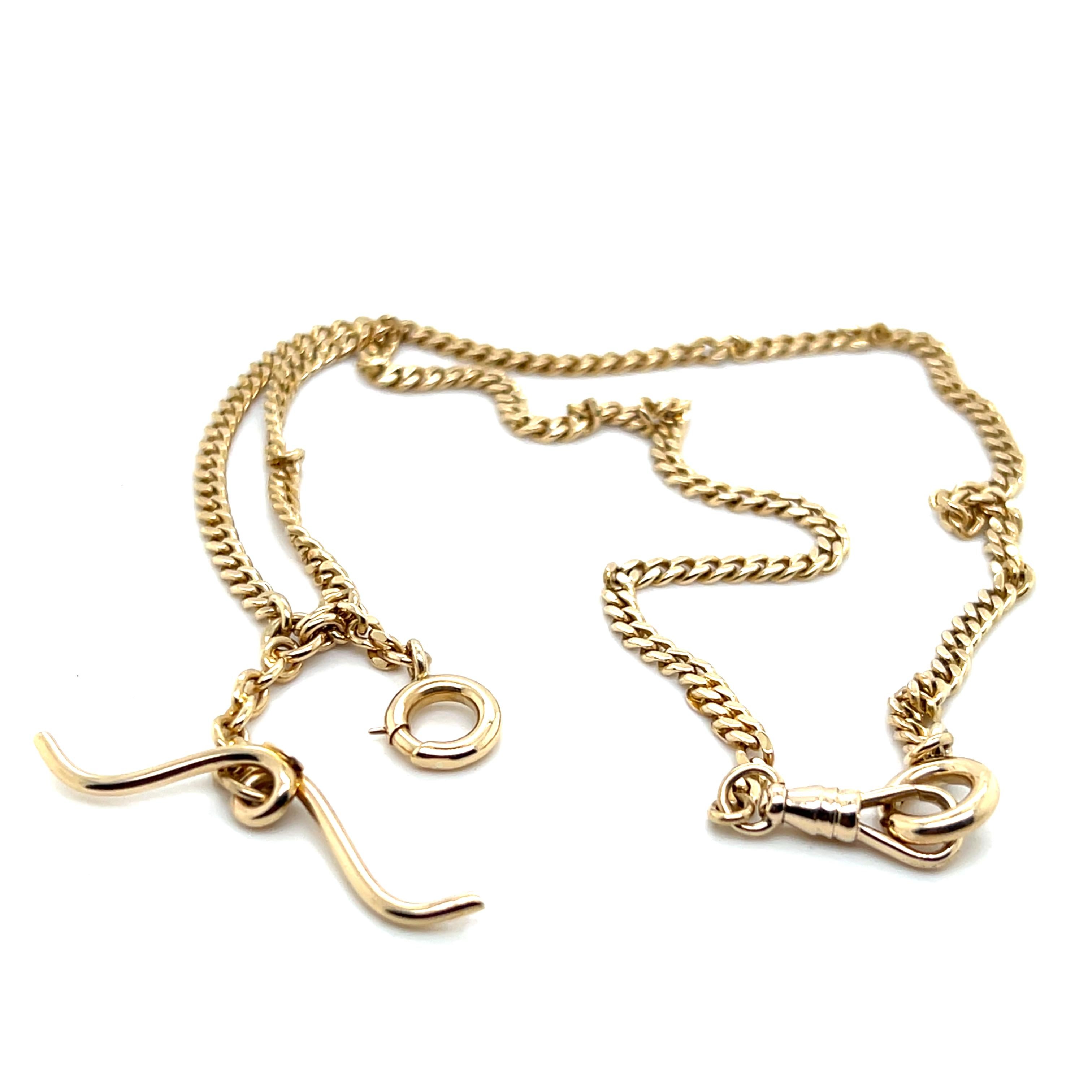 Vintage 14k Yellow Gold Double Pocket Watch Chain For Sale 2