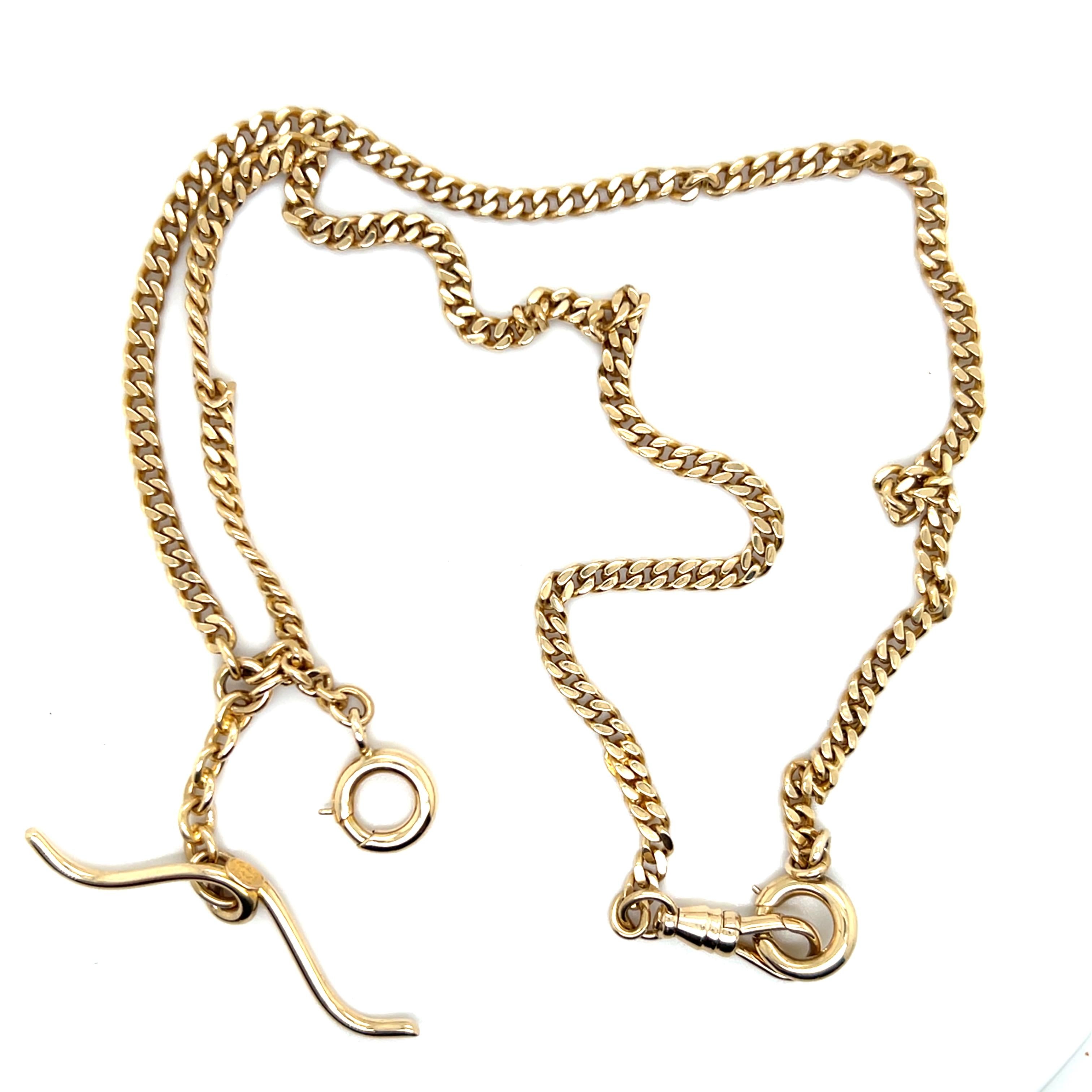 Vintage 14k Yellow Gold Double Pocket Watch Chain For Sale 4