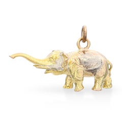 Vintage 14k Yellow Gold Elephant Charm Pendant