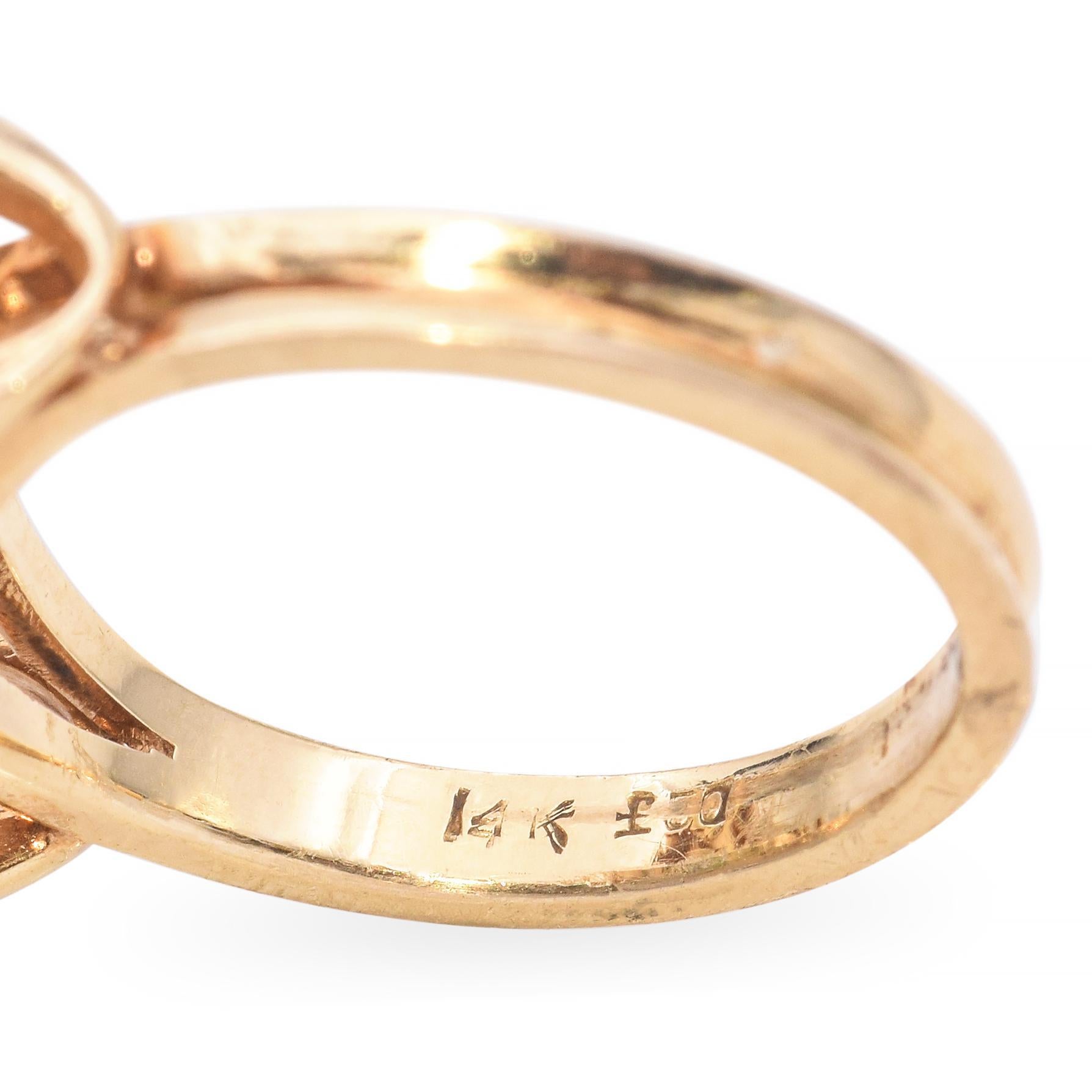Bague fantaisie vintage en or jaune 14 carats avec émeraudes et diamants 2