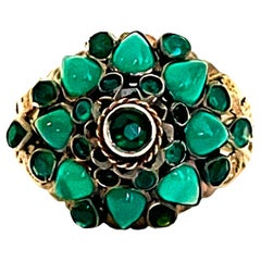 Vintage Mughal Style 14K Yellow Gold Emerald Ring with Appraisal