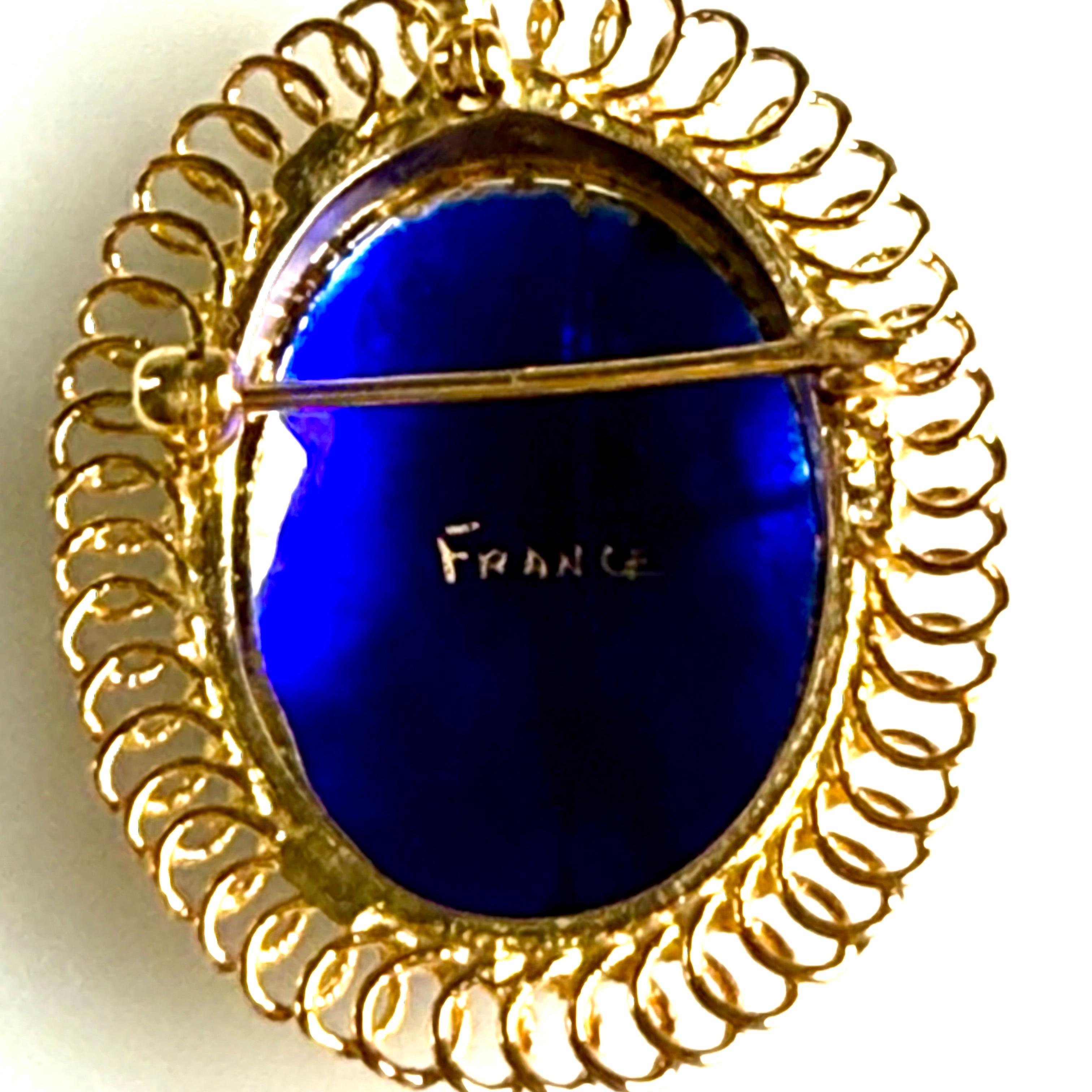 Vintage 14K Yellow Gold Enamel Dancer Convertible Brooch Pendant French In Good Condition For Sale In New York, NY
