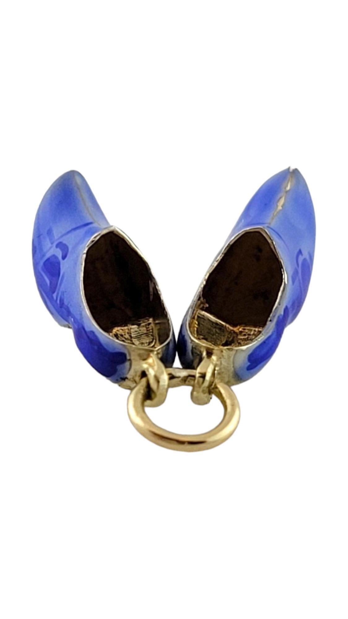 Women's Vintage 14K Yellow Gold Enamel Dutch Clog Shoe Charm #16263 For Sale