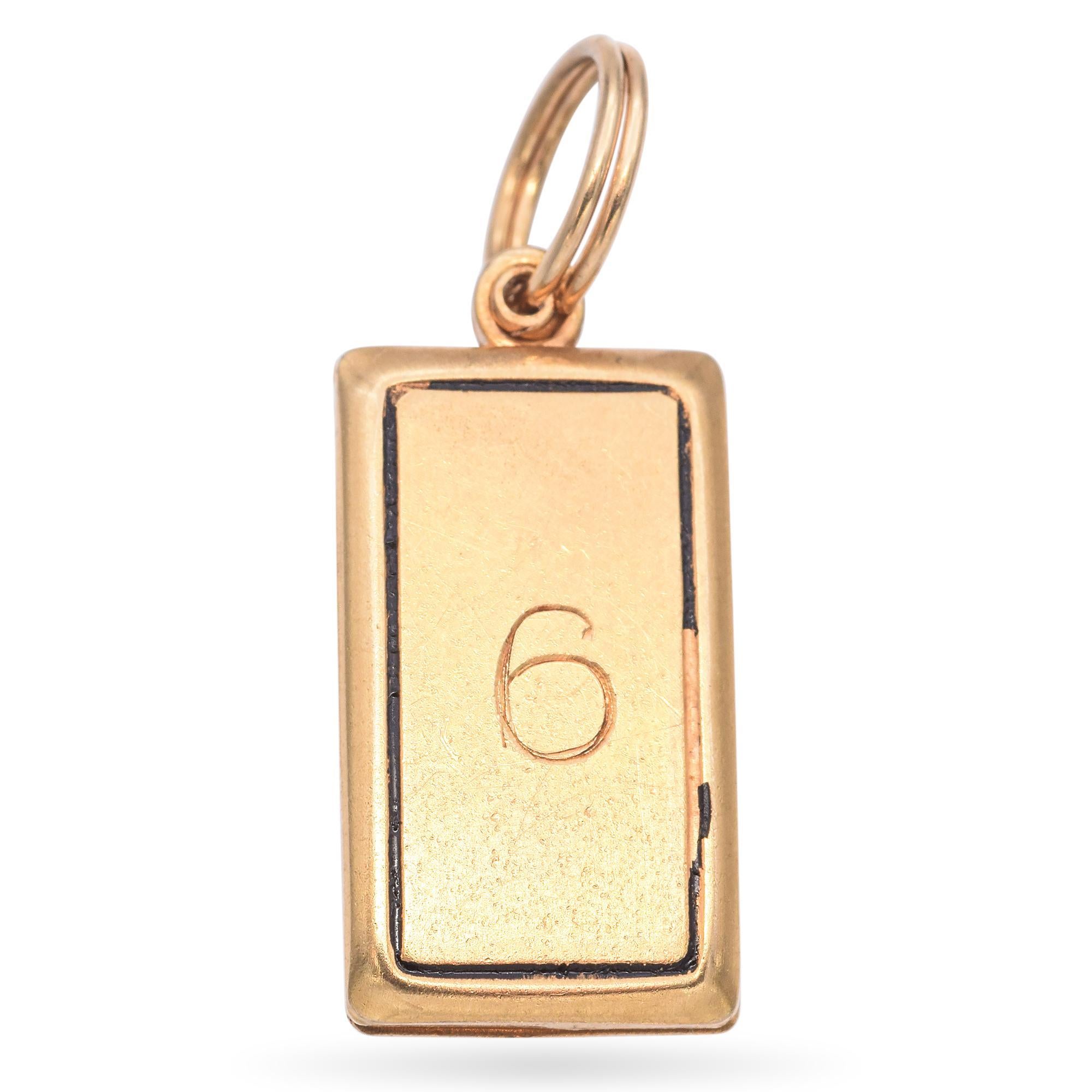 Vintage 14k Gelbgold Emaille Happy Birthday Postkartenanhänger Charme Damen