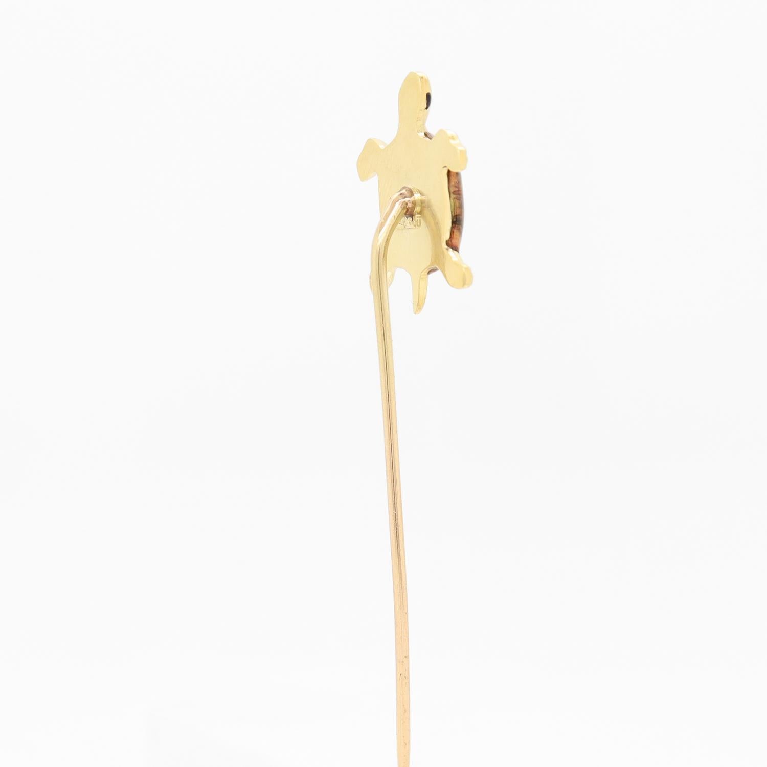 Vintage 14k Yellow Gold & Enamel Sea Turtle Stickpin For Sale 5