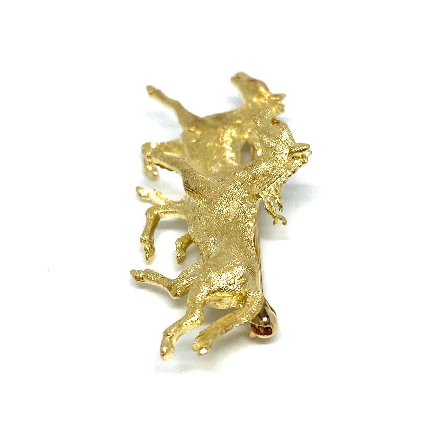 Vintage 14 Karat Yellow Gold Equestrian Horse Pin In Good Condition For Sale In Agoura Hills, CA