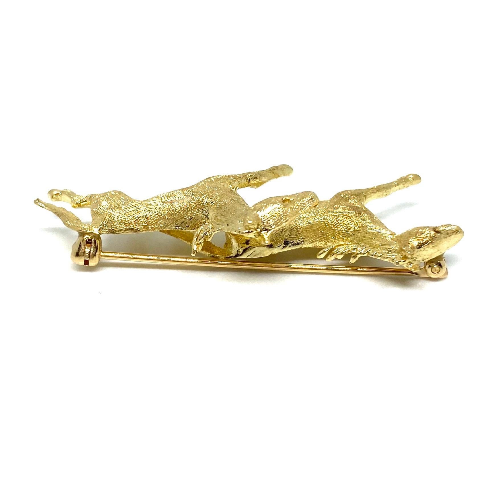 Women's or Men's Vintage 14 Karat Yellow Gold Equestrian Horse Pin For Sale