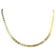Vintage 14k Yellow Gold Etched Herringbone Necklace
