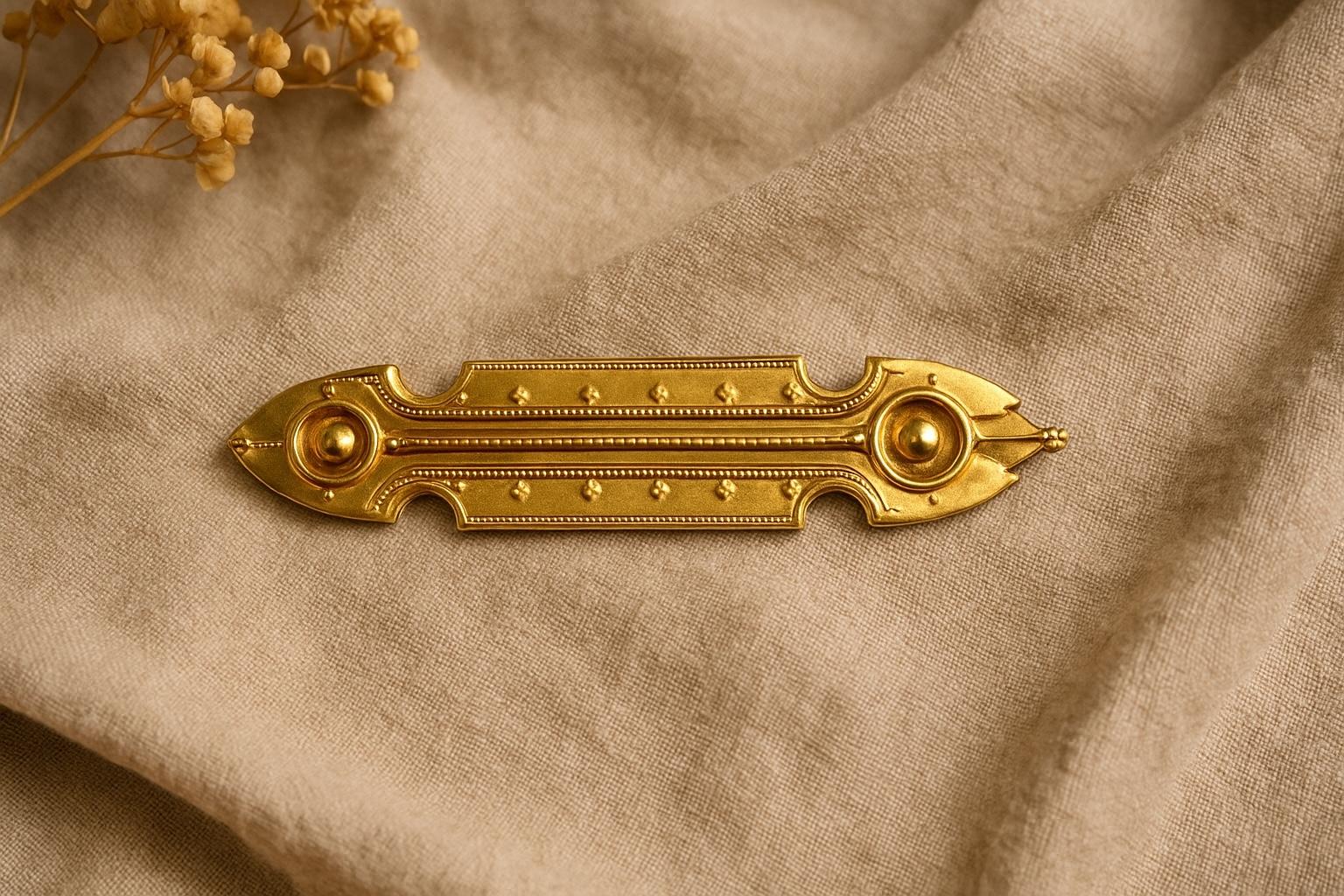 Vintage 14K Yellow Gold Etruscan Revival Brooch In Good Condition For Sale In New York, NY