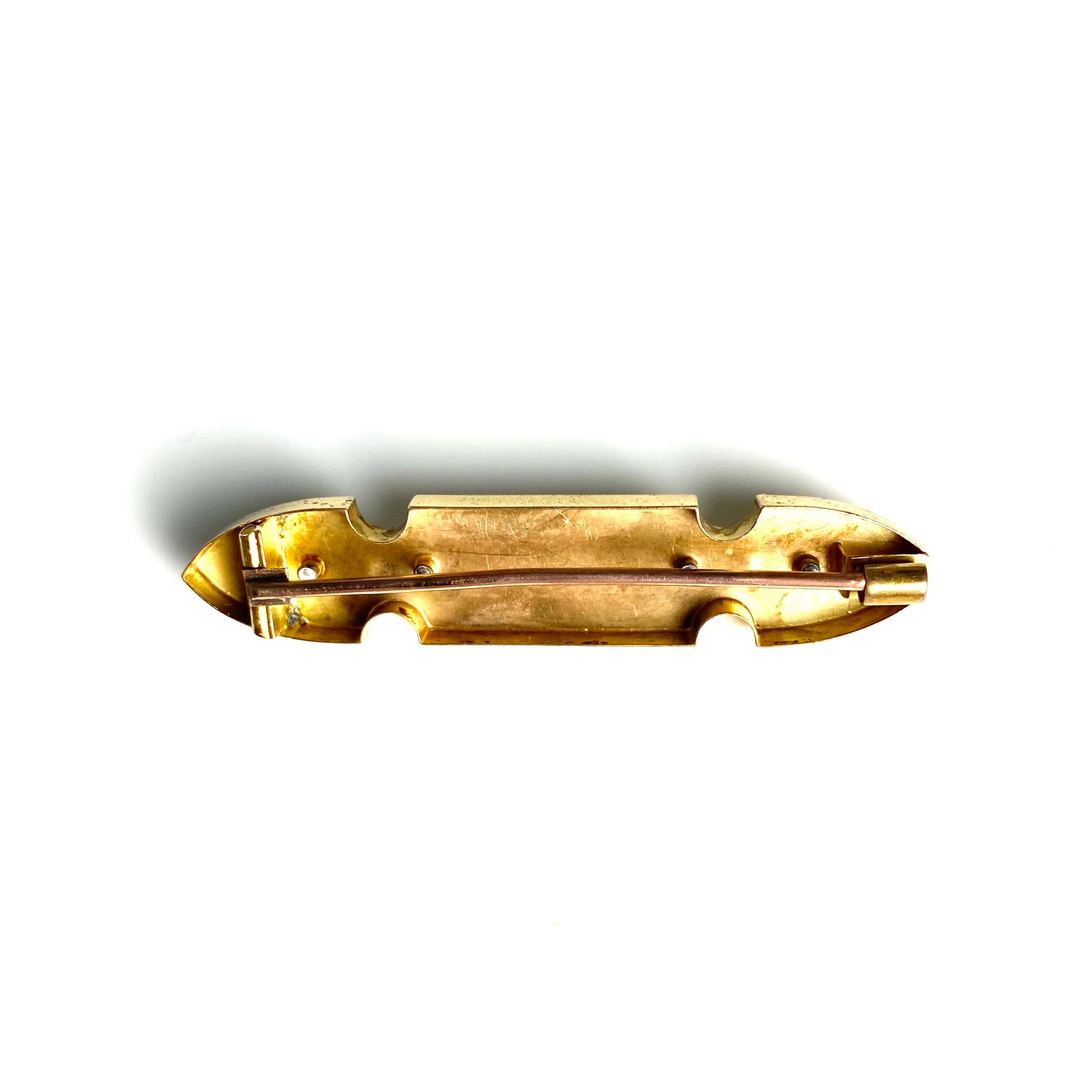 Vintage 14K Yellow Gold Etruscan Revival Brooch For Sale 2
