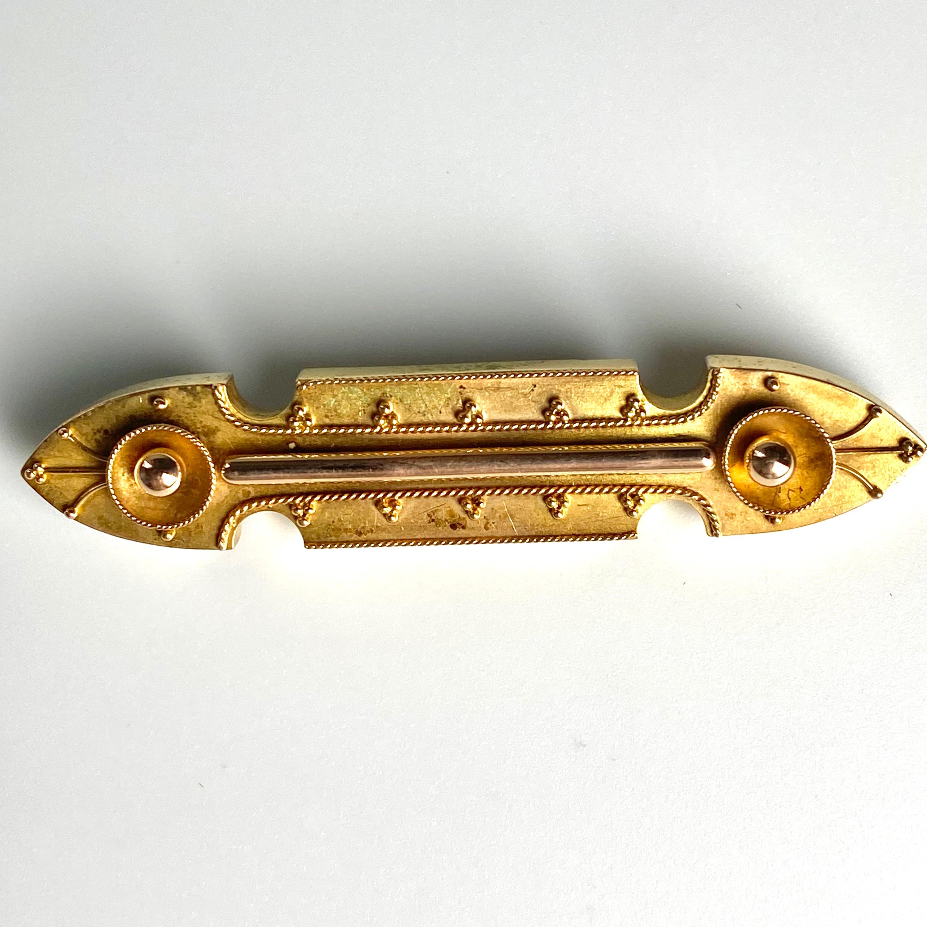 Vintage 14K Yellow Gold Etruscan Revival Brooch For Sale 5